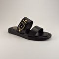 圖片 黑色雙寬帶金屬扣涼鞋 (Black double‑strap metallic buckle sandal)