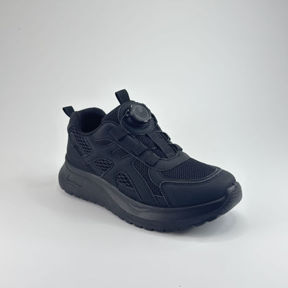 圖片 FOOTSPOT-黑色旋轉鈕扣免繫鞋帶透氣網面運動鞋 (FOOTSPOT – Black Breathable Mesh Sneakers with Twist Lock No-Tie Laces)