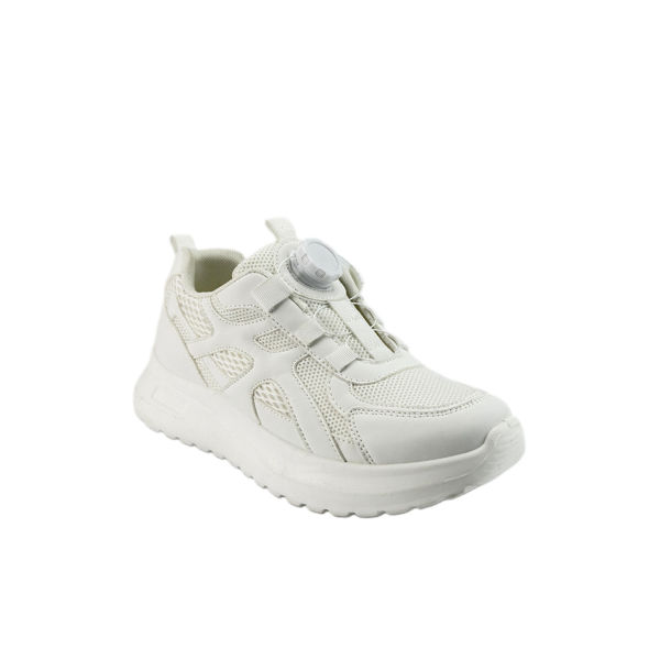 图片 FOOTSPOT-白色旋轉鈕扣免繫鞋帶透氣網面運動鞋 (FOOTSPOT – White Breathable Mesh Sneakers with Twist Lock No-Tie Laces)